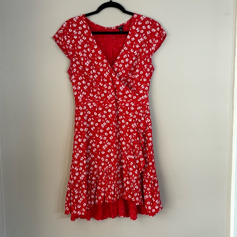 J.Crew Factory Red Floral Wrap Dress